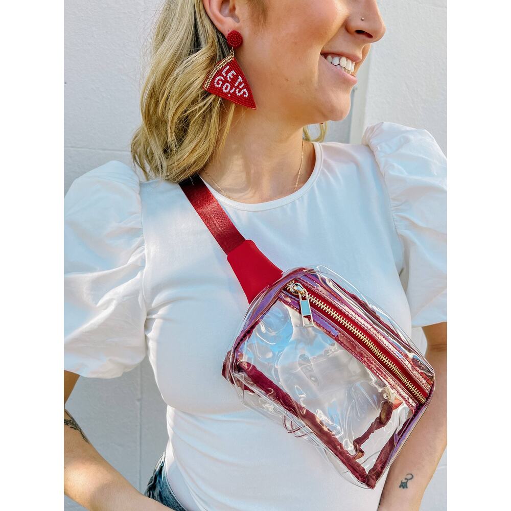 Ferris Game Day Clear Sling Belt Bag Fanny Pack Burgundy